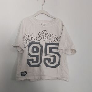 Zara Kids, Size 8, White and Black Los Angeles 95 Short Sleeve Tee